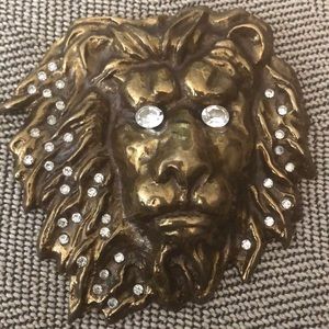 Vtg Large Brass Lionhead Buckle, Virginia Vogl